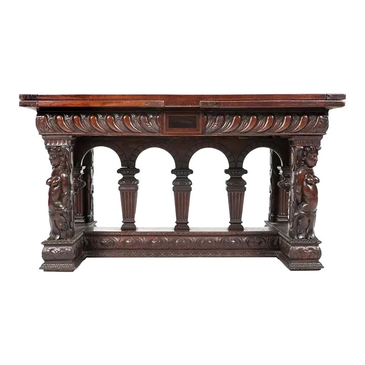 18th Century Carved Walnut Renaissance Style Table | Chairish
