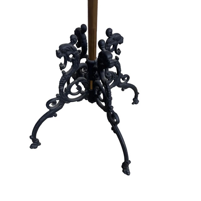 Late 19th Century Antique Victorian Federal Style Brass, Wood, and Wrought Iron Coat Rack With Eagle Finial For Sale - Image 5 of 9