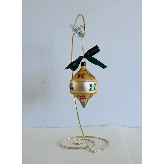 Waterford 1998 Nostalgic Collection Golden Diamond Cut Top Ornament W/ Box. Also comes with the original paperwork and...
