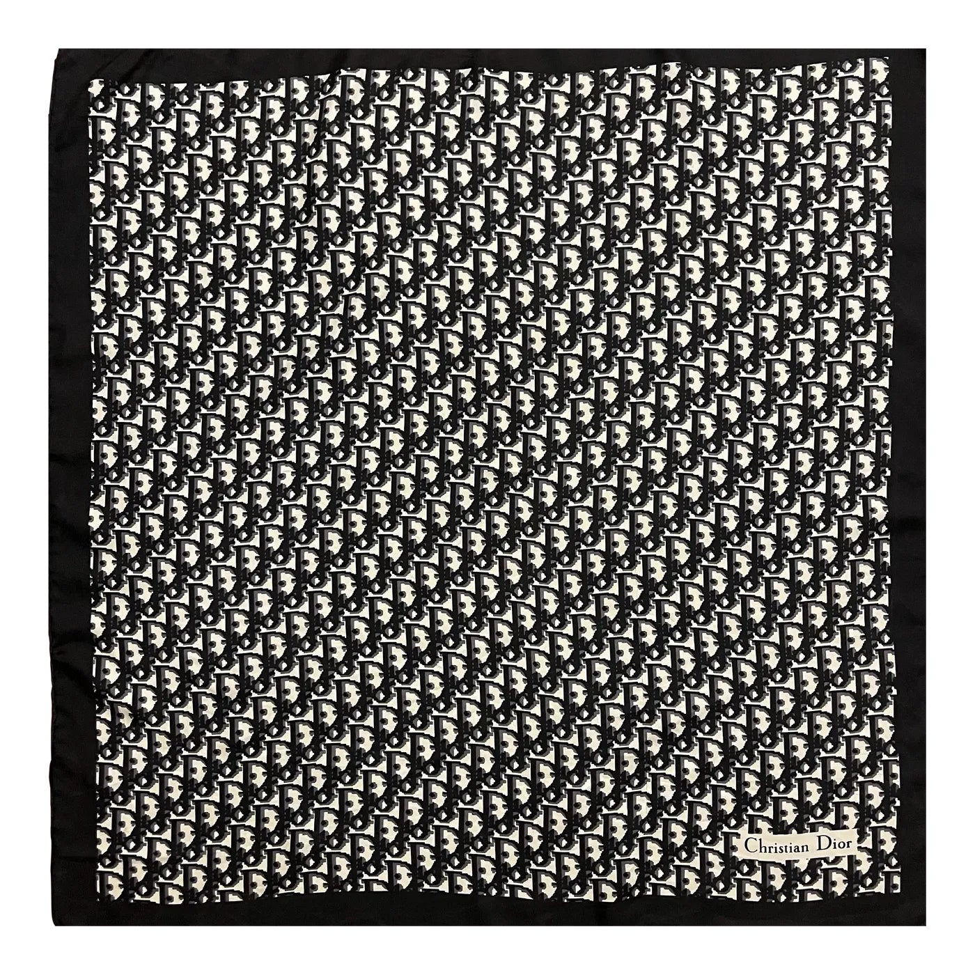 Christian Dior モノグラムスカーフ Christian Dior Black Monogram Cotton Scarf | Chairish