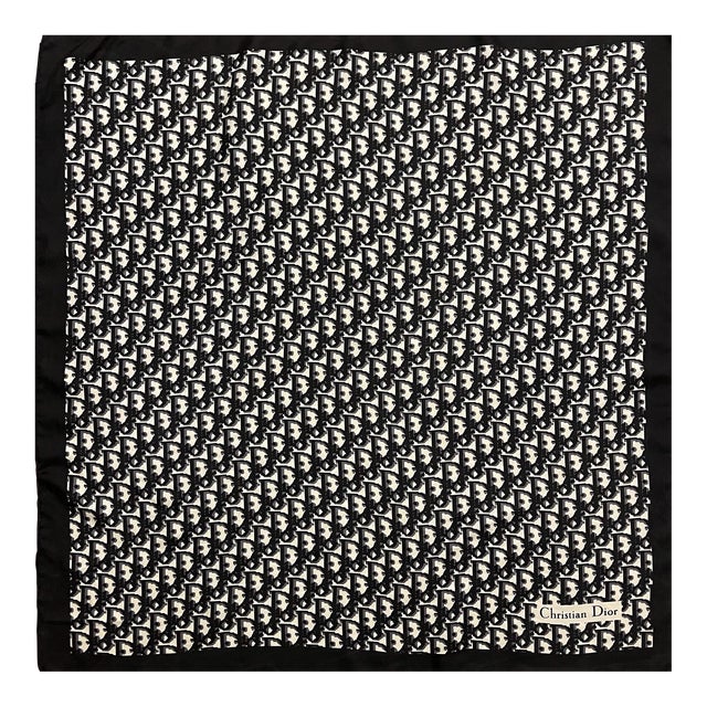 Christian Dior Black Monogram Cotton Scarf For Sale