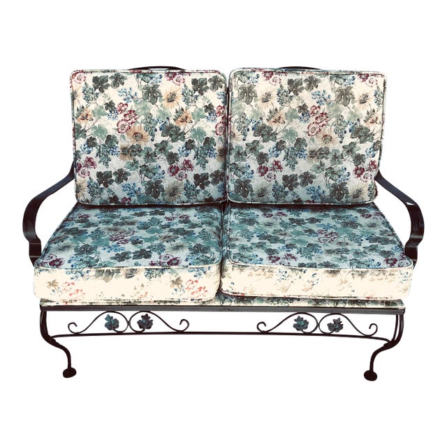 Vintage Meadowcraft Wrought Iron Outdoor / Patio Loveseat For Sale