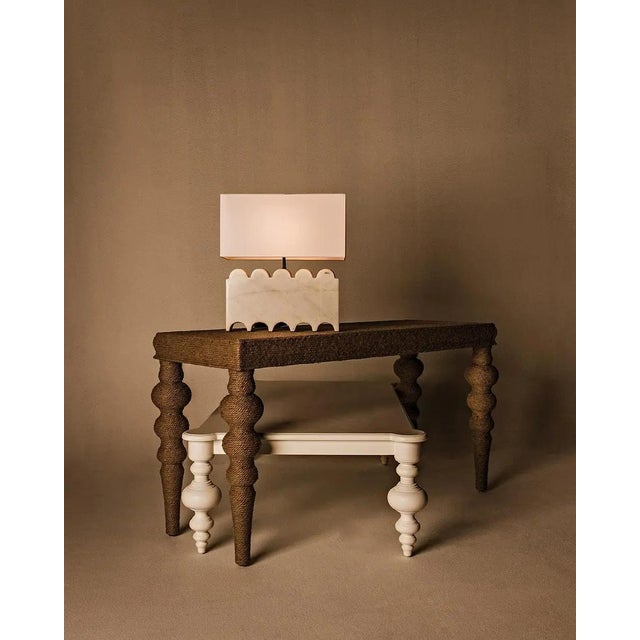 Noir Darth Lamp with Silk Shade For Sale - Image 4 of 4