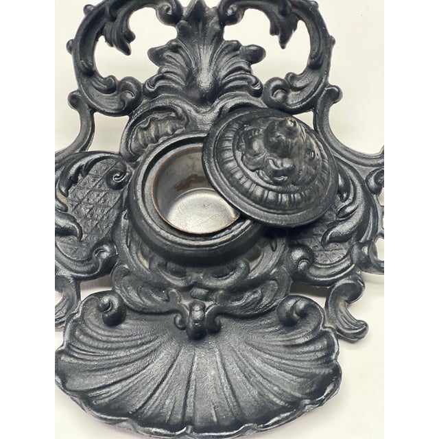 Vintage Ornate Cast Iron Inkwell For Sale In San Diego - Image 6 of 12
