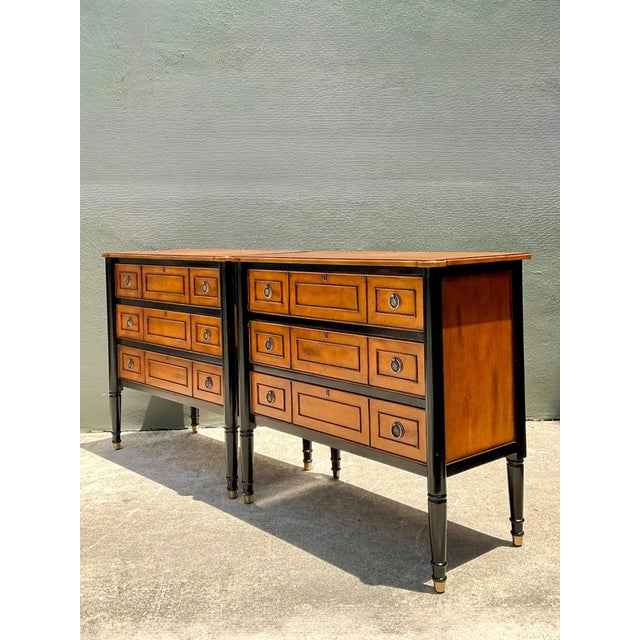 Neoclassical Two-Tone Ebonized Wood Dressers – A Pair For Sale - Image 4 of 17