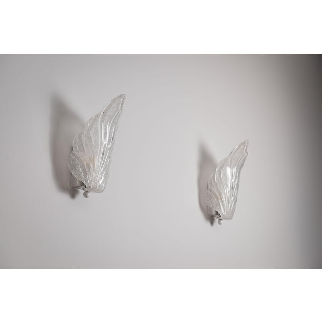 Vintage Glass Leaf Wall Lamps, 1970s, Set of 2, in Very Good conditions. Designed 1970 to 1979 Up to 250V (Europe/UK...
