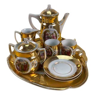 Viennese Porcelain Service with Golden Decorations, Set of 6 For Sale
