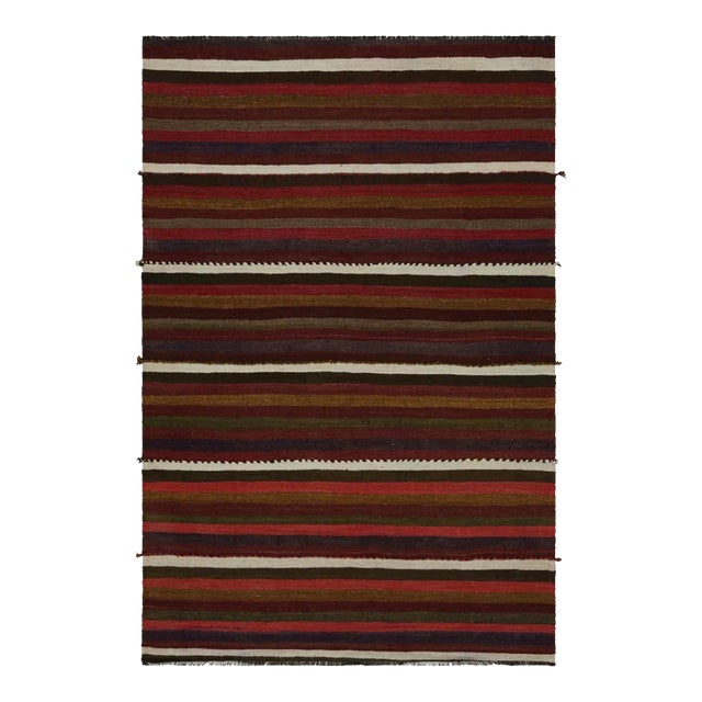 1950s Vintage Afghan Tribal Kilim Rug With Colorful Stripes For Sale