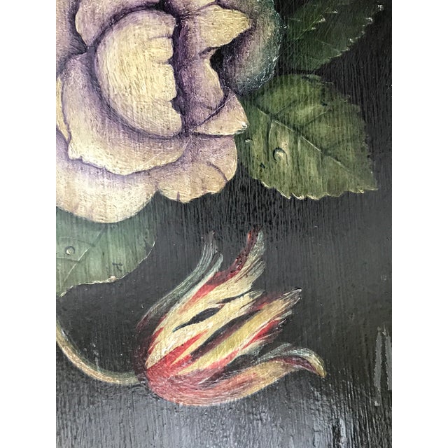 Paint Framed Painted Floral Flowers Still Life on Board For Sale - Image 7 of 13