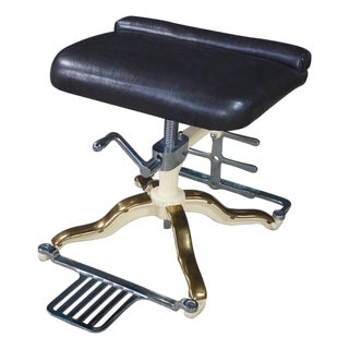 Industrial Mid-Century Shoe Store Salesman Fitting Exam Stool Adjustable Bench For Sale