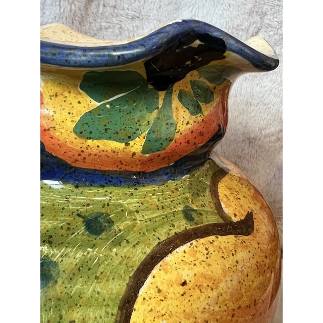 Mid-Century Modern Italian Handpainted Ceramic 2 Handled Vase, Made in Italy by Anita Mary Archer For Sale - Image 3 of 11