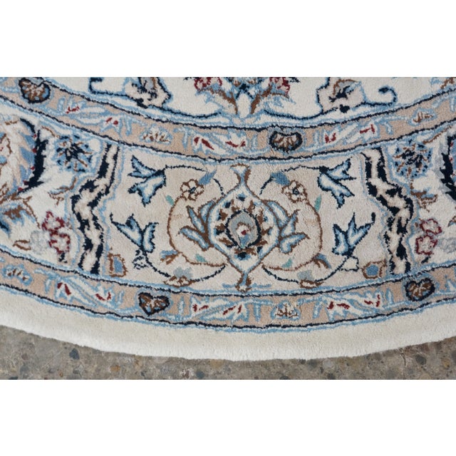Vintage Nain Floral All Over Vine Palmette Round Wool & Silk Area Rug 74" For Sale - Image 9 of 13