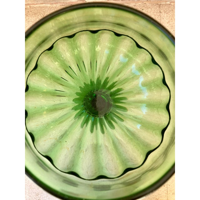 Glass Mid-Century Decorative Green Cut Glass Cup, 1960s For Sale - Image 7 of 11