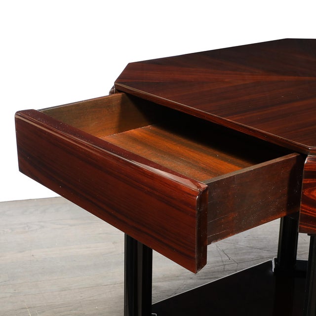 Art Deco Art Deco Book-Matched Rosewood Occasional Table W/ Secret Button Drawers For Sale - Image 3 of 15