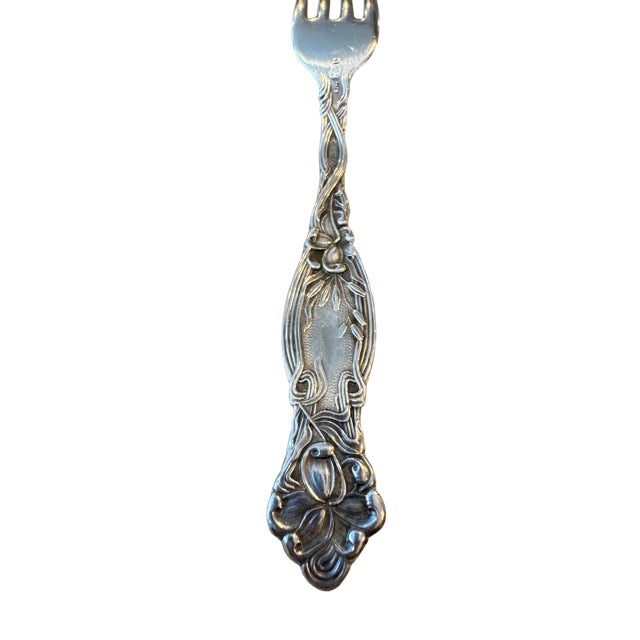 Antique International Silver "Frontenac" Sterling Silver Dinner Fork. 7.25" Long. Monogram "D". Good Estate Condition.