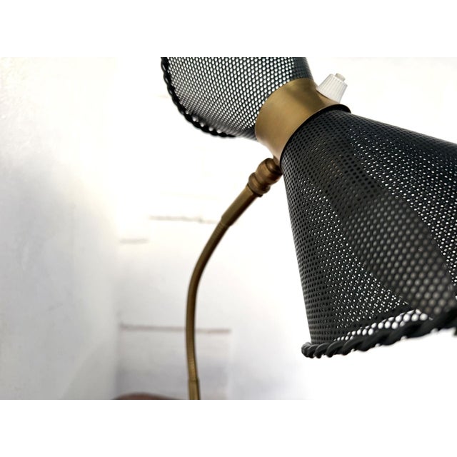 Diabolo Desk Lamp in Perforated Sheet Metal and Brass by Matégot, 1950s For Sale - Image 11 of 16