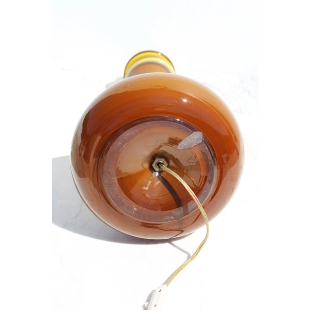 Italian Mid-Century Orange-Amber Murano Glass Table Lamp For Sale - Image 12 of 13