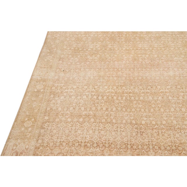 Beige Antique Malayer Handmade Allover Designer Beige Wool Rug For Sale - Image 8 of 10