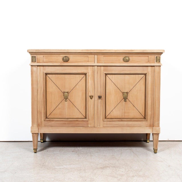 French Antique French Louis XVI Style Bleached Cherrywood Enfilade Buffet For Sale - Image 3 of 18