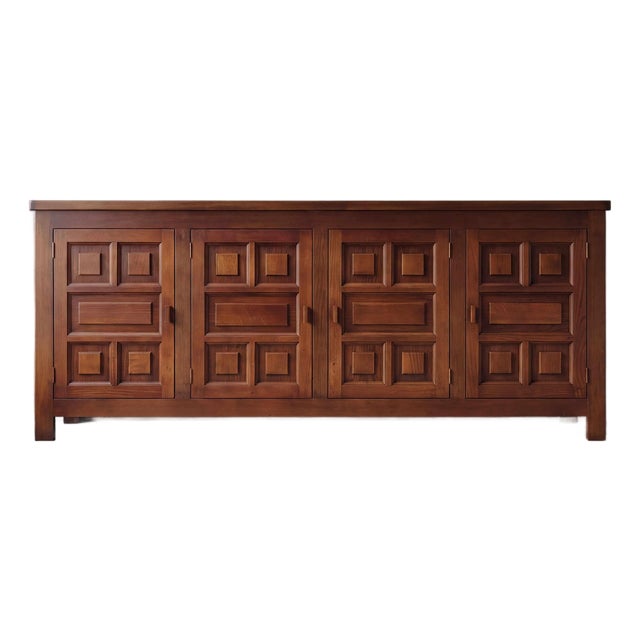 Vintage French Brutalist Sideboard, 1970s For Sale