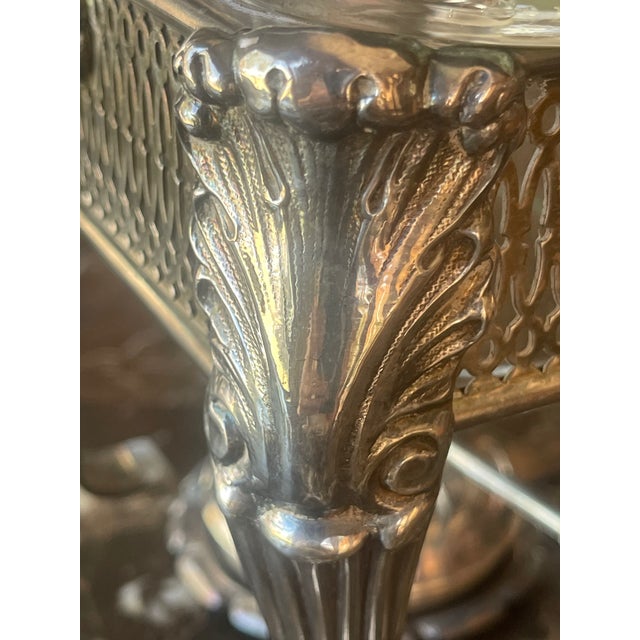 1960s Vintage Silver-Plated Double Chafing Dish With Warming Burners For Sale - Image 5 of 15