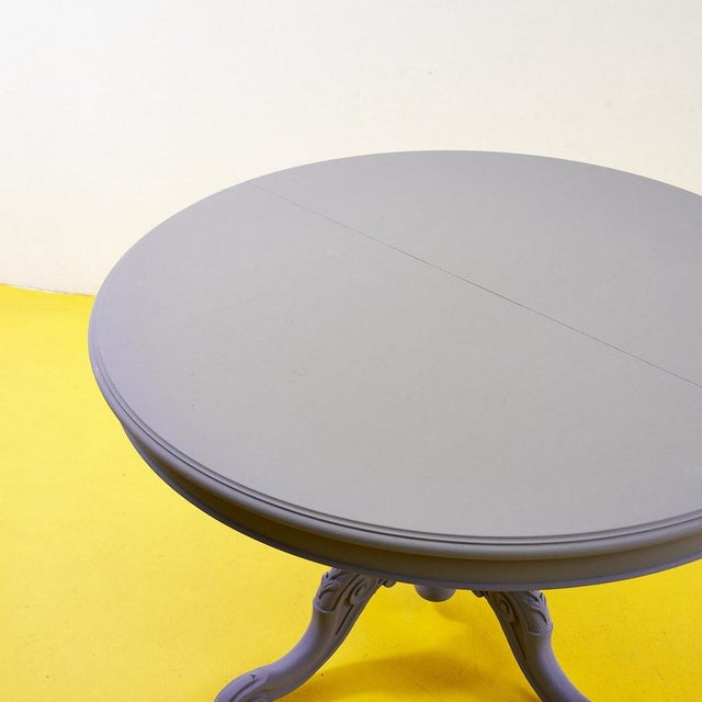 Vintage Round Wooden Kitchen Table For Sale - Image 5 of 12