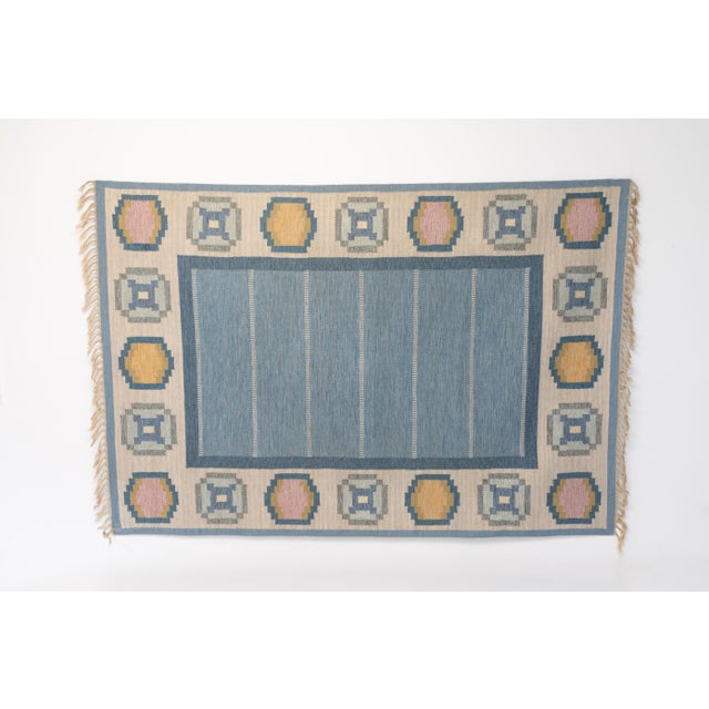 Large Mid-Century Modern Swedish Kilim Rug by Ingegerd Silow, 1960 For Sale - Image 9 of 9