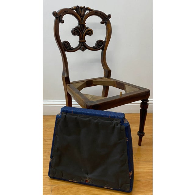 Brown Set of Six English Carved Rosewood Dining Chairs C.1850 For Sale - Image 8 of 11