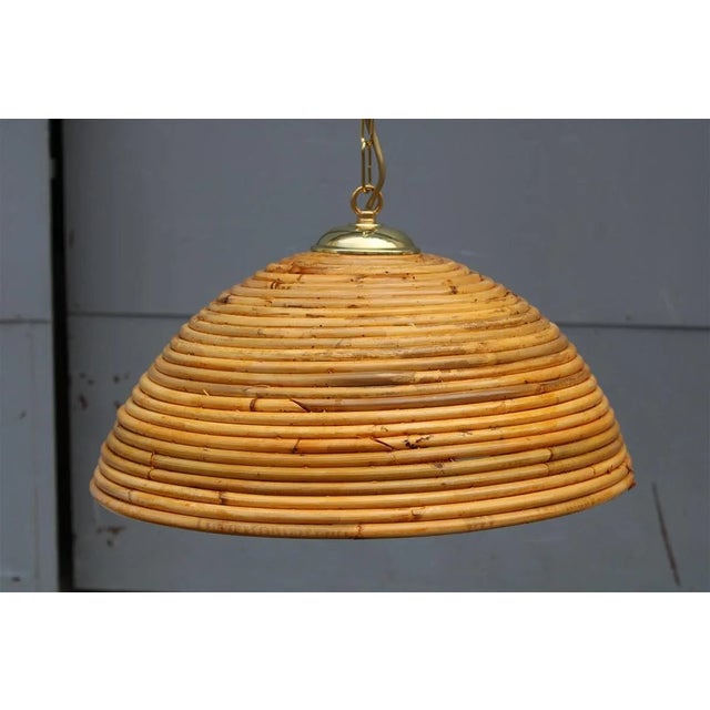 Gold Bamboo and Brass Pendant Lamps, 1950s, Set of 2 For Sale - Image 8 of 13