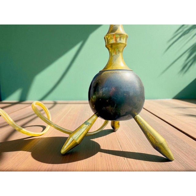 1960s Mid-Century Modern Space Age Tripod Brass and Glass Table Lamp, 1960s For Sale - Image 5 of 11