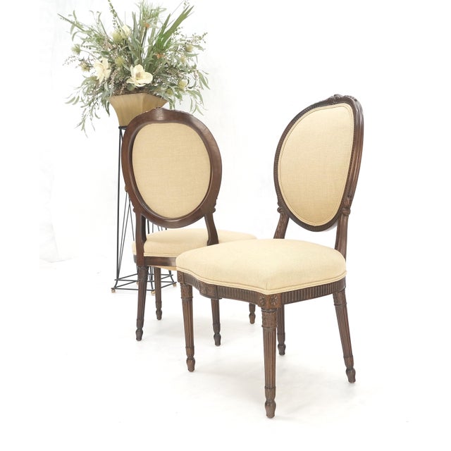 Pair of Finely Carved Walnut Cameo Back Louis XVi Side Fire Chairs New Upholster For Sale - Image 9 of 17