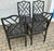 Set of 4 Vintage Black Laquer Chinese Chippendale Faux-Bamboo Dining Chairs For Sale - Image 4 of 12