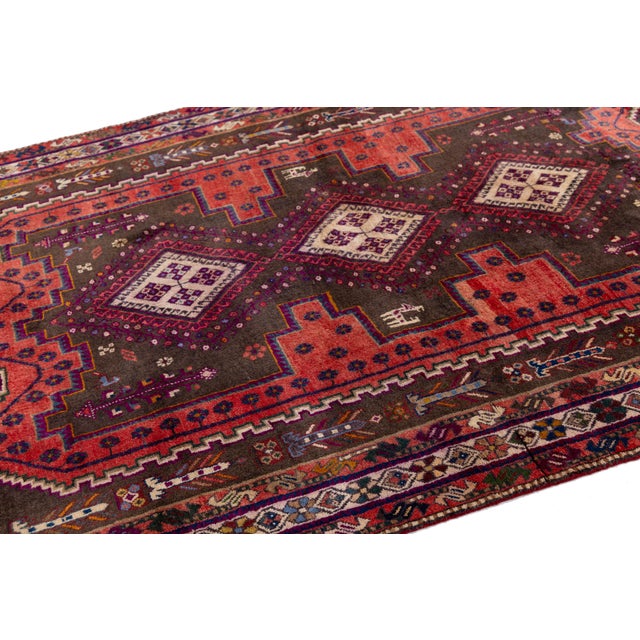 Vintage Shiraz Wool Rug With Geometric Medallions & Tribal Motifs For Sale In New York - Image 6 of 9
