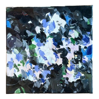 2022 Jose Trujillo Abstract Expressionist White Flowers Oil Painting, Unframed For Sale