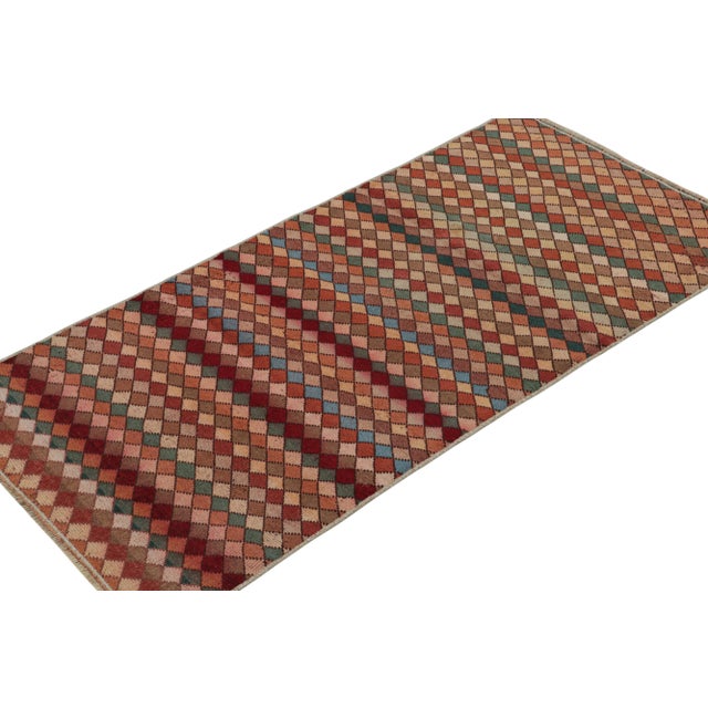 Art Deco 1960s Vintage Zeki Müren Rug in Polychromatic Diamond Patterns, by Rug & Kilim For Sale - Image 3 of 8
