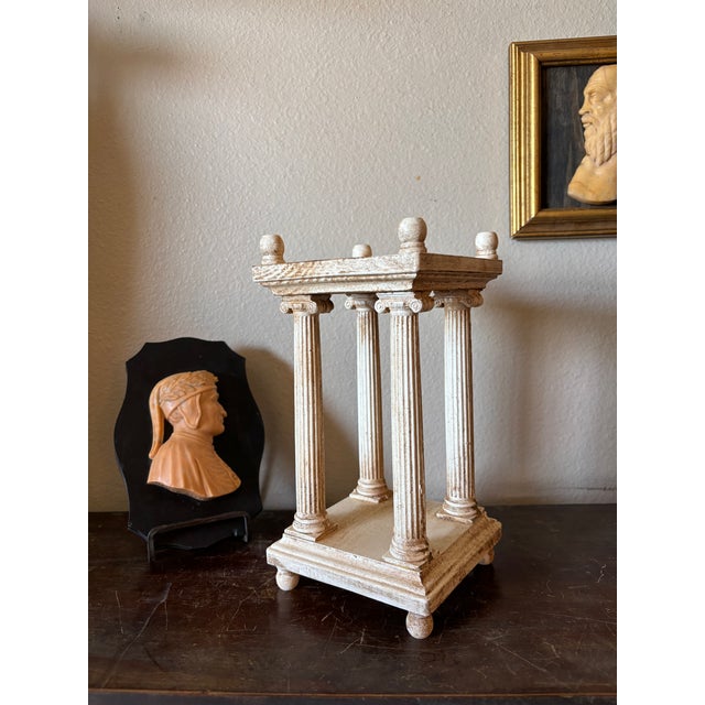 Grand Tour Italian Neoclassical Manner Grand Tour Revival Style Carved & Painted Architectural Miniature Temple For Sale - Image 3 of 12