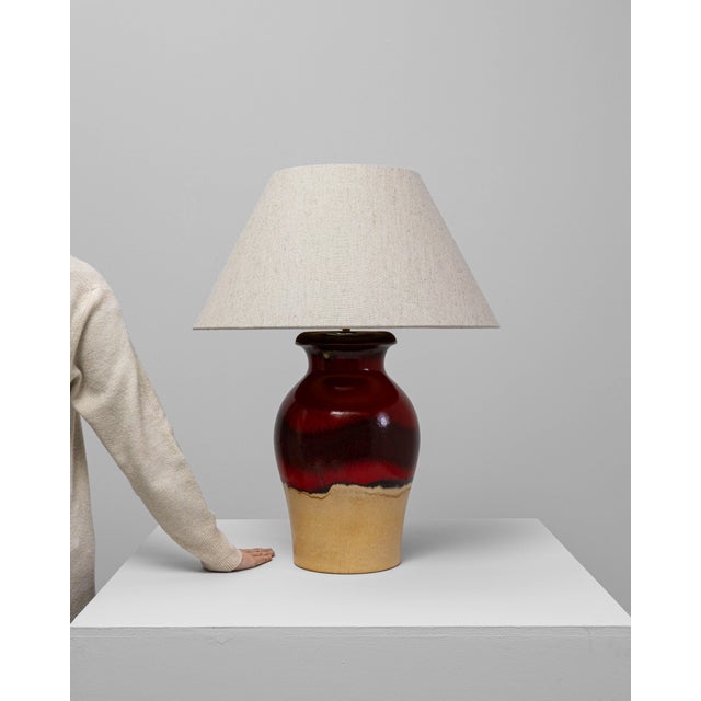 20th Century German Red And Tan Ceramic Table Lamp For Sale - Image 18 of 18