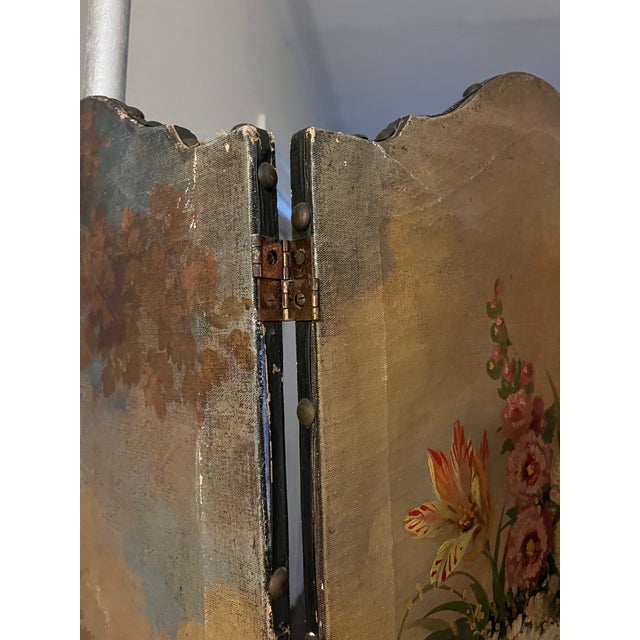 1990s Painted 3-Panel Folding Screen For Sale - Image 12 of 12