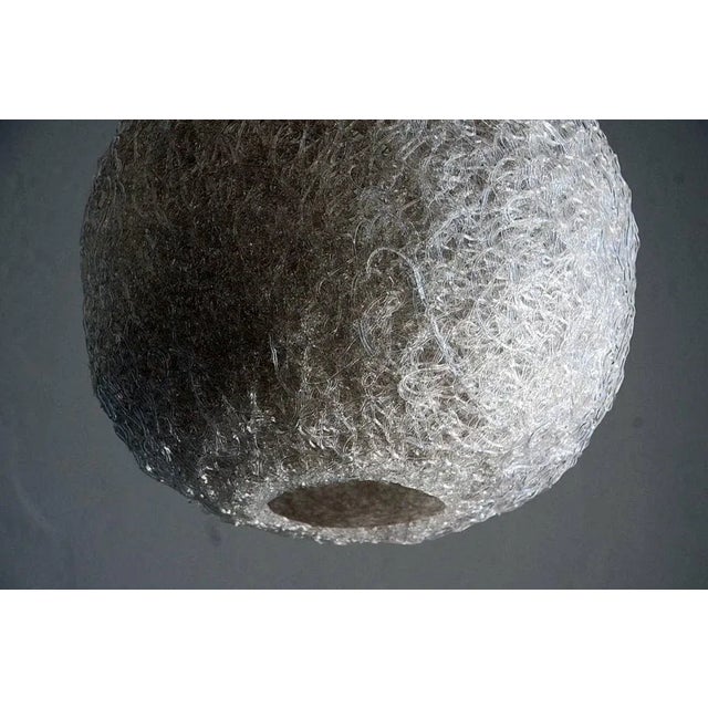 White Glass Thread Globe Hanging Lights - a Pair For Sale - Image 4 of 10