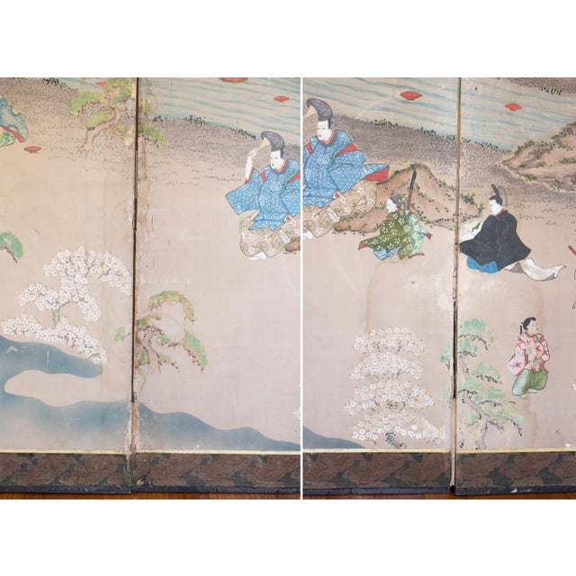 For Restoration: XL Edo Japanese 6-Panel Byobu Screen "Life of Samurai" by Mitsutaka Tosamori For Sale - Image 9 of 13