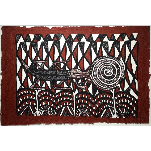 Swopa Sirigu, Lizard and Spiral, 2000s, Screenprint, Framed For Sale - Image 3 of 5