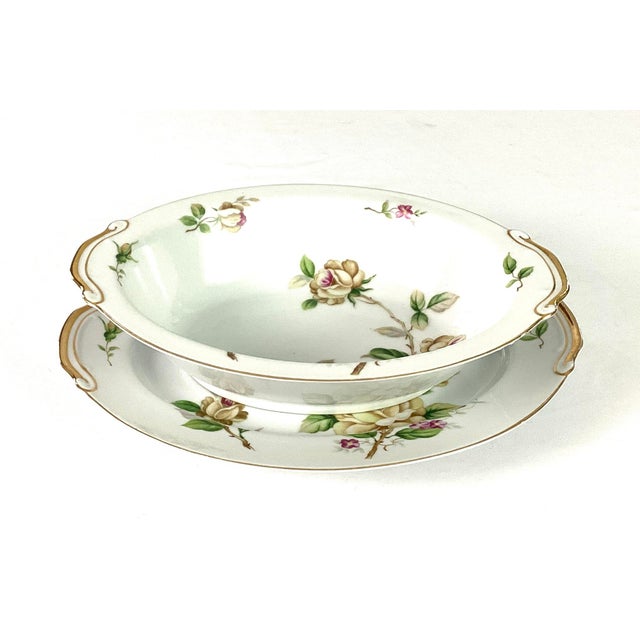 White 1940s Regal China “ Cynthia” Serving Bowl With Under Plate For Sale - Image 8 of 8