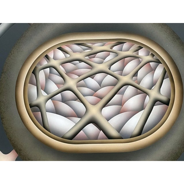 Mid-Century Modern 1979 Paul Pinzarrone Op Art Painting Airbrush Acrylic on Lucite Board Framed For Sale - Image 3 of 8