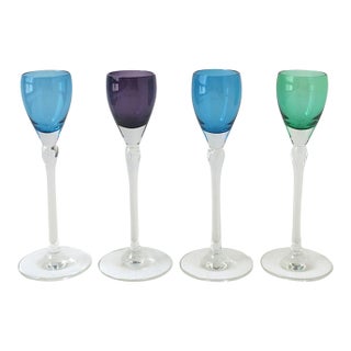 Crystal Aperitif Cordial Glasses, Mid-20th Century, Set of 4 For Sale