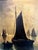 On offer is a classic 19th-century or early 20th-century marine painting that captures a serene, atmospheric scene of...