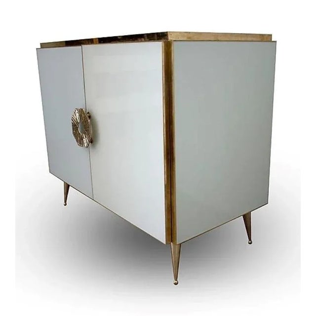 Early 21st Century Murano Glass Cabinets with Brass Trim - A Pair For Sale In Dallas - Image 6 of 7