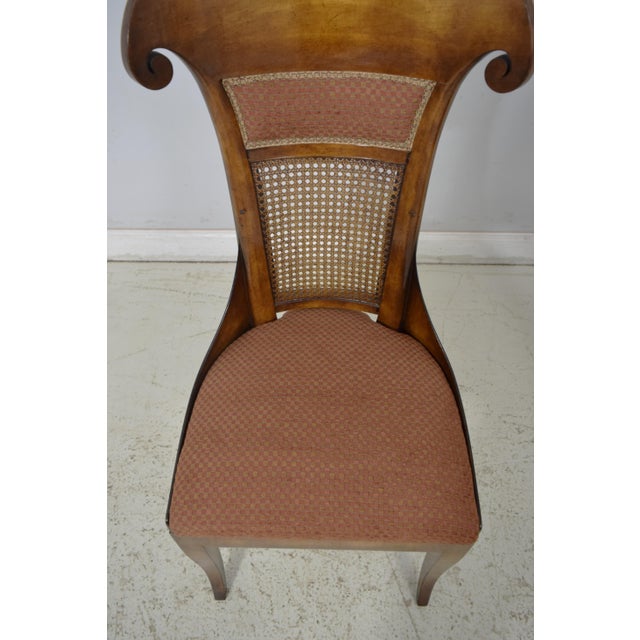 Biedermeier Set of 4 Biedermeier Style Cane Back Upholstered Dining Chairs For Sale - Image 3 of 8