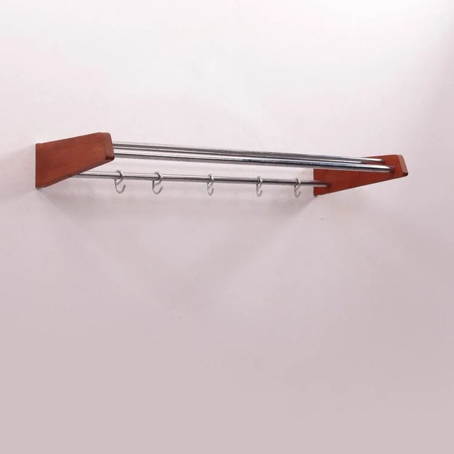 Danish Teak Wall Coat Rack with Chrome Hooks, 1960s For Sale - Image 11 of 11