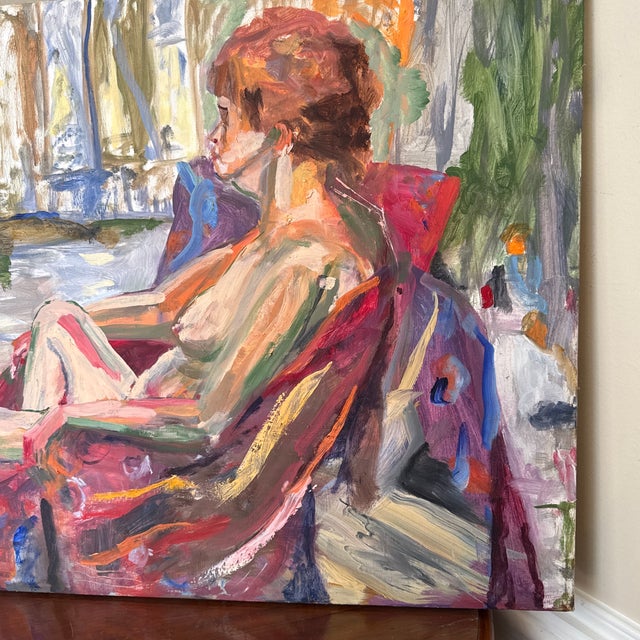 Vintage French Style Impressionist Nude Painting on Canvas ~Unknown Artist For Sale - Image 9 of 12