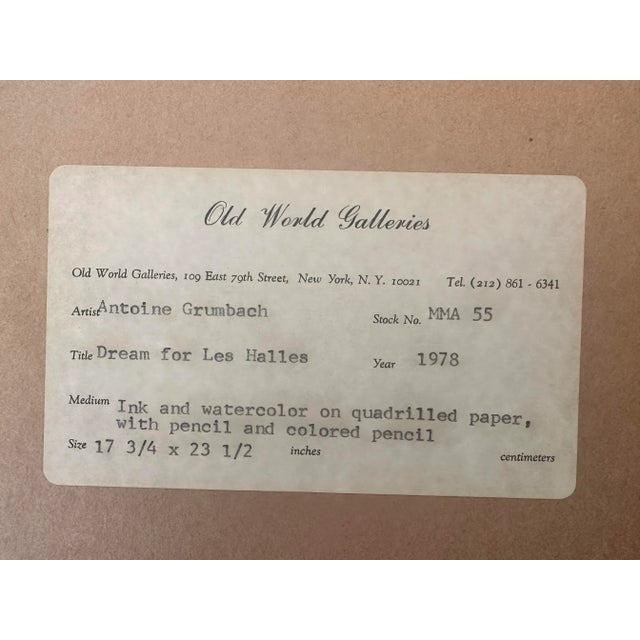 Drawing/Sketching Materials 1978 Abstract Drawing by French Architect Antoine Grumbach For Sale - Image 7 of 8